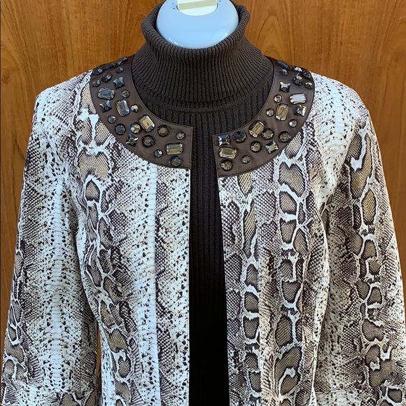 Chico’s Jewel Snakeskin Blazer Jacket - Picture 3 of 16